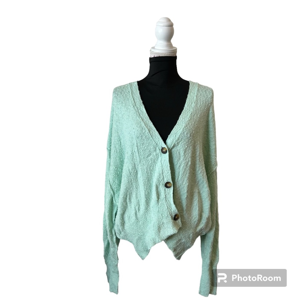 Free People Found My Friend Oversized Cardigan Ocean Lily Seafoam Sz L